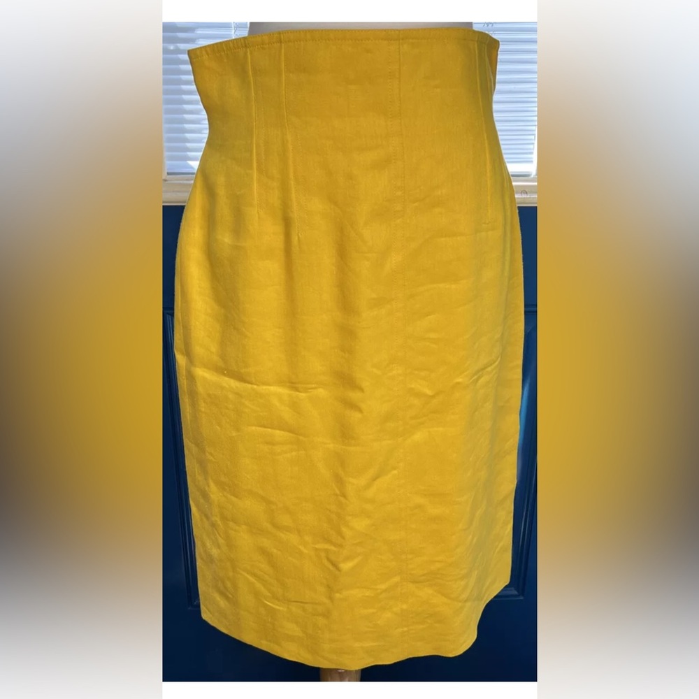 ESCADA By Margaretha Ley Womens Linen/Wool Blend Skirt Lined Rear Zip Sz 38 NWOT